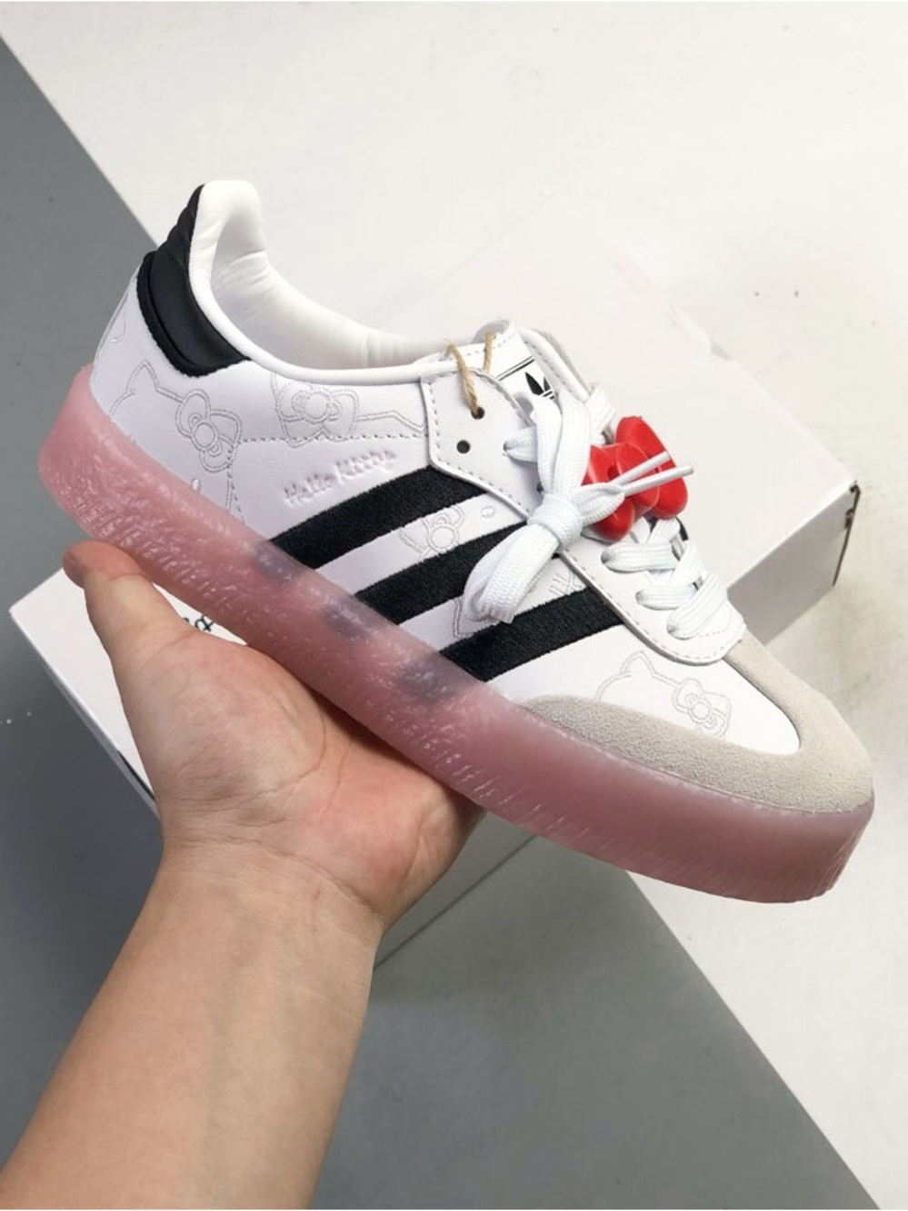 Adidas x Hello Kitty Sambae Platform Sneakers Women White Black Pink